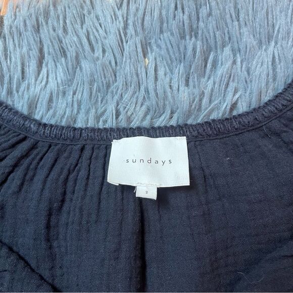 Sundays Navy Gauze Cotton Dress Size 2 M Pompom - Picture 2 of 5